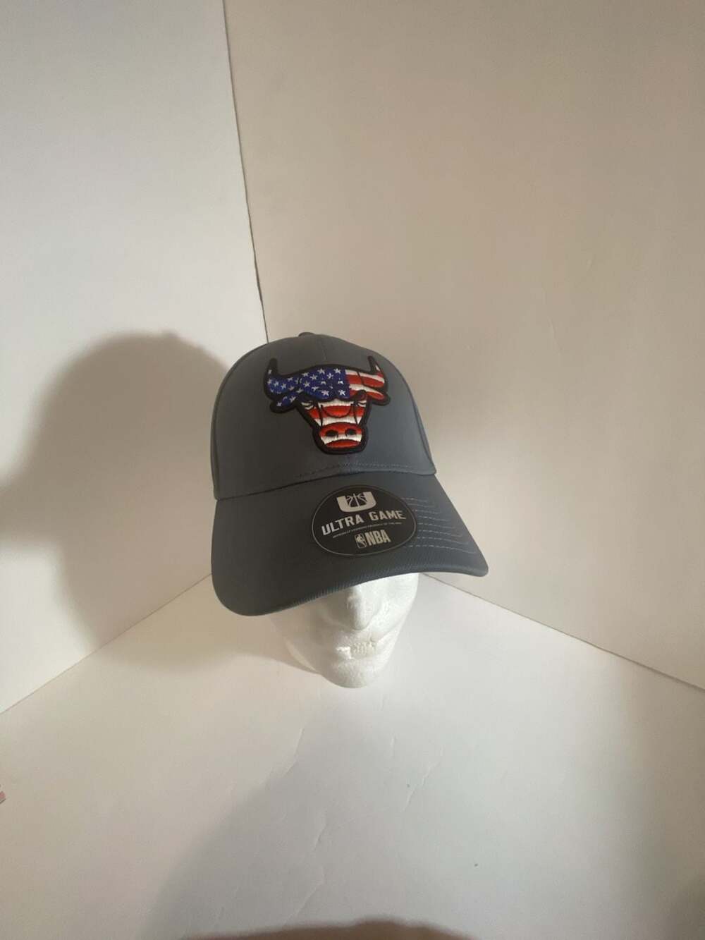 Ultra Game NBA Chicago Bulls American Flag Logo Gray Baseball Cap